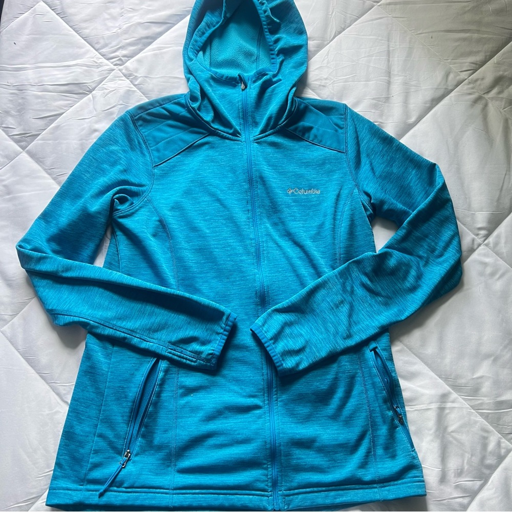 Columbia Turquoise Full-Zip Hooded Jacket